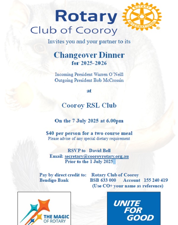 Changeover dinner invitation