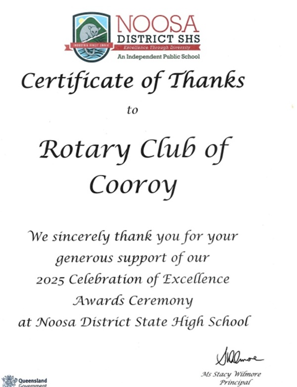 Certificate of Appreciation NDSHS