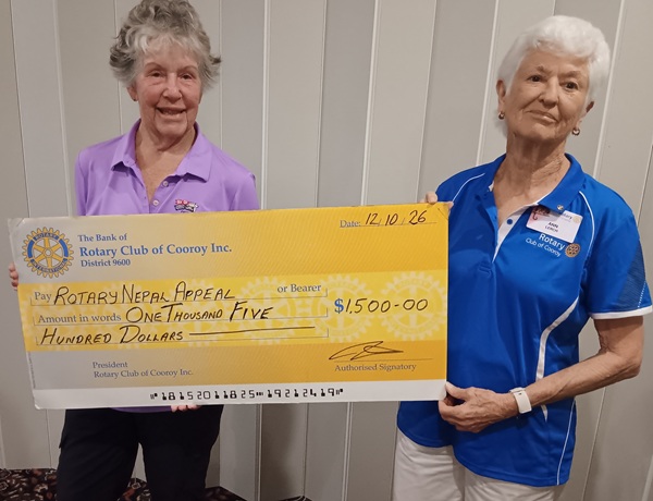 Cheque donation $1,500